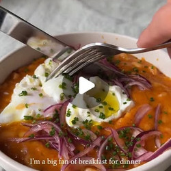 Spicy Harissa Bean Bowl With Poached Eggs