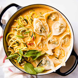 Red Curry Wonton Soup With Zucchini Noodles