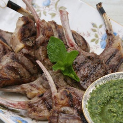 Lamb Chops With Mint-walnut Pesto