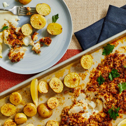 Roast Cod With Chorizo Crisp