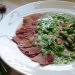 Gammon And Broad Beans With Spring Onion And Chive Sauce