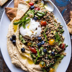 Amaranth Tabbouleh With Burrata And Hummus