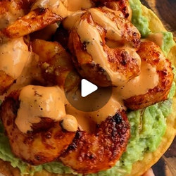 Guacamole And Shrimp Tostadas
