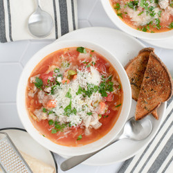 Italian Sausage-cabbage Stew With Tomato, Carrot, Parmesan &amp; Toast