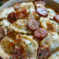 Crockpot Pierogi Casserole With Kielbasa
