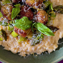 Pesto Meatballs With Creamy Orzo