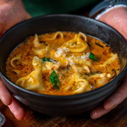 Tuscan Tortellini Soup W/ Roast Chicken