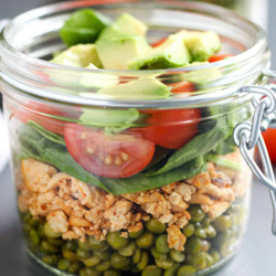 Breakfast Mason Jar With Split Peas And Sofritas