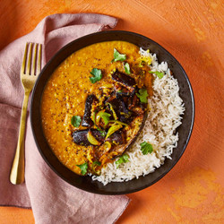 Sri Lankan-style Coconut Dal With Aubergine Pickle