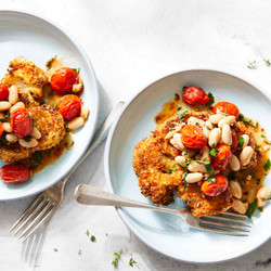 Parmesan-crusted Cauliflower With White Beans &amp; Tomatoes