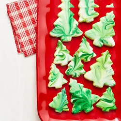 Maple Sugar Cookie Trees With Marbled Icing baking