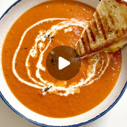 Tomato Bisque With Ultra Cheesy Grilled Cheese Sandwich