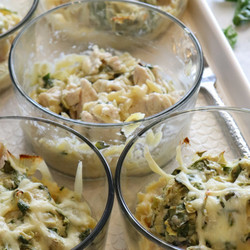 Spinach Artichoke Chicken Orzo Bakes
