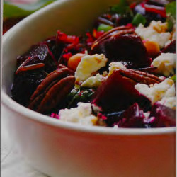 Roasted Beet Salad with Wild Rice, Goat Cheese &amp; Chickpeas