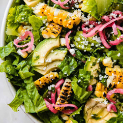 Charred Corn Avocado Salad With Pickled Onions