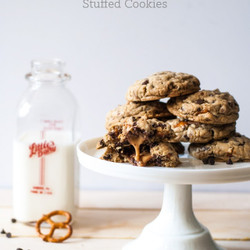 Beer And Pretzel Caramel Stuffed Chocolate Chip Cookies