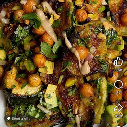 Smashed Zucchini &amp;Chickpea Salad with Avocado &amp; Pistachios