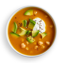 Butternut Squash Soup With Avocado &amp; Chickpeas