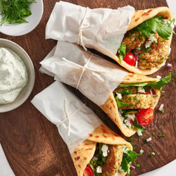 Farro Cakes With Herbed Flatbread