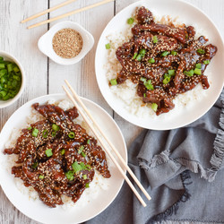 Mongolian Beef with Green Beans and Rice