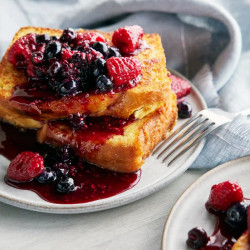 French Toast with Cherries and Berry Compote
