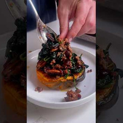 Acorn Squash Stuffed With Sausage, Spinach, And Cranberries