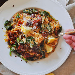 Dump And Bake Vegan Tuscan Orzo