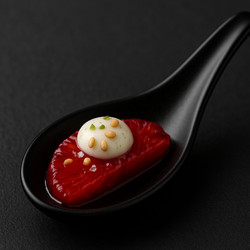 Compressed Blood Orange with Chili–Ginger Yuzu Kosho Cream &amp; Sesame Crunch