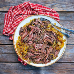 Slow Cooked Skirt Steak-and-onions