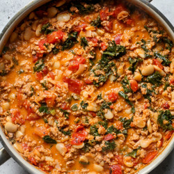 Tuscan Turkey And White Bean Skillet