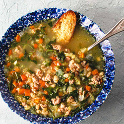 White Bean, Sausage And Rocket Soup