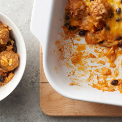 Cheesy Enchilada Meatball Casserole