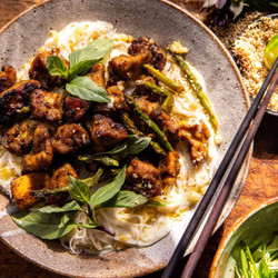 Thai Basil Chicken And Garlic Butter Noodles