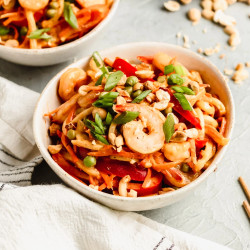 Thai Peanut Sauce Noodles With Prawns
