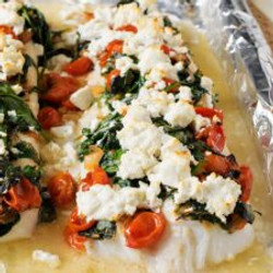 Baked Cod With Spinach, Feta And Tomatoes