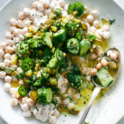 Chickpea Salad With Cucumber And Roast Lemon Salsa