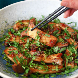 King Oyster Mushrooms With Thai Chili Peppers And Lime