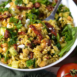 Sun Dried Tomato Orzo Pesto Salad