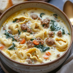 Slow Cooker Creamy Sausage &amp; Tortellini Soup