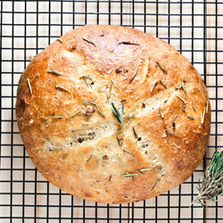 Rustic No-knead Rosemary Garlic Bread in Thermomix