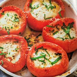 Eggs baked in tomatoes