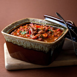 Baked Beans with Mint, Peppers and Tomatoes