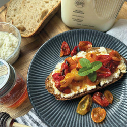 Homemade Ricotta With Honey-blistered Cherry Tomatoes