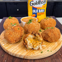 Old Bay Flavored Goldfish Crab Cakes Stuffed With Remoulade