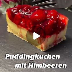Pudding Schmand Kuchen Mit Himbeeren