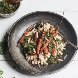 Roasted Baby Carrots With Carrot Top Chimichurri