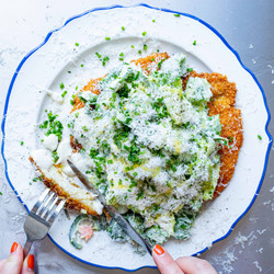 Herby Chicken Caesar Schnitzel