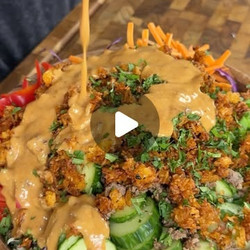 High Protein Crispy Rice Salad With Peanut Sauce
