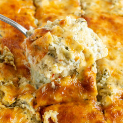 Easy 10-minute Spinach Artichoke Ravioli Bake