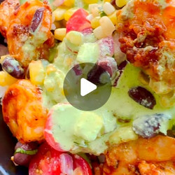 Grilled Shrimp Bowl &amp; Corn Salsa With Creamy Garlic Sauce